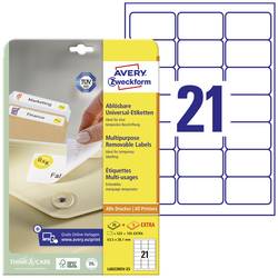 Avery-Zweckform L6023REV-25 univerzální etikety 63.5 x 38.1 mm papír bílá 630 ks přemístitelné inkoustová tiskárna, laserová tiskárna, barevná laserová