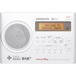 Sangean DPR-69+ DPR-69+-WH přenosné rádio, DAB+, FM, s USB nabíječkou, bílá