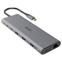 Akasa USB-C® dokovací stanice USB Type-C 14-In-1 Dock Vhodné pro značky (dokovací stanice pro notebook): univerzální integrovaná čtečka karet, napájení USB-C®