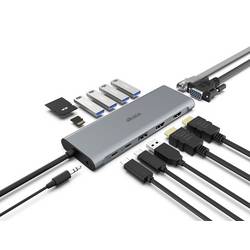 Akasa USB-C® dokovací stanice USB Type-C 14-In-1 Dock Vhodné pro značky (dokovací stanice pro notebook): univerzální integrovaná čtečka karet, napájení USB-C®