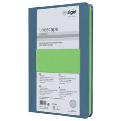 Sigel LS204 poznámková kniha Linescape Hardcover DIN A5 čtverečkovaný středně modrá , neonově zelená Počet listů: 88 listů