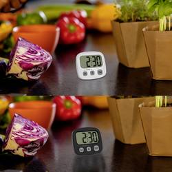 TFA Dostmann 2er Set Digitaler Timer mit Stoppuhr und Uhrzeit stopky černá, bílá digitální