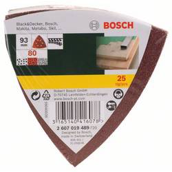 Bosch Accessories 2607019489 2607019489 brusný papír pro delta brusky na suchý zip, s otvory Zrnitost 80 Rozměr přes roh 93 mm 25 ks