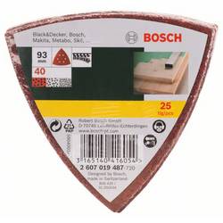 Bosch Accessories 25-teiliges Schleifblatt-Set für Deltaschleifer, Körnung 40 2607019487 brusný list na suchý zip, s otvory Zrnitost 40 Rozměr přes roh 93 mm