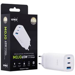 Verico Mojo 65W GaN 3 USB nabíječka, 1x USB A , 2x USB-C®, 65 W, Dodávka energie, bílá