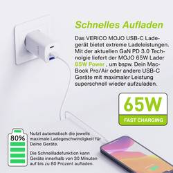 Verico Mojo 65W GaN 3 USB nabíječka, 1x USB A , 2x USB-C®, 65 W, Dodávka energie, bílá