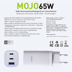 Verico Mojo 65W GaN 3 USB nabíječka, 1x USB A , 2x USB-C®, 65 W, Dodávka energie, bílá