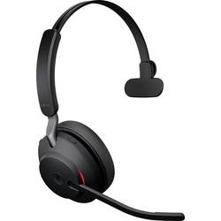 Jabra Evolve2 65 monaural telefon Headset otevřená (On Ear) Bluetooth® mono černá regulace hlasitosti, Indikátor nabití, Vypnutí zvuku mikrofonu