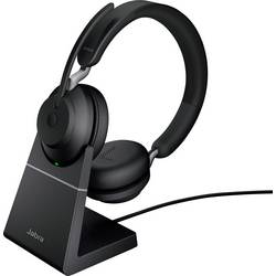 Jabra Evolve2 65 UC telefon Headset otevřená (On Ear) Bluetooth® stereo černá Potlačení hluku regulace hlasitosti, Indikátor nabití, Vypnutí zvuku mikrofonu