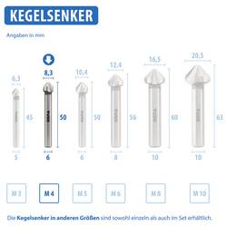 GSR B04042083 záhlubník 8.3 mm HSS broušený válcová stopka 1 ks