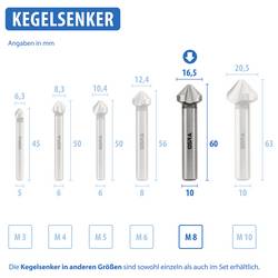 GSR B04042165 záhlubník 16.5 mm HSS broušený válcová stopka 1 ks