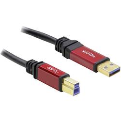 Delock USB kabel USB 3.2 Gen1 USB-A zástrčka, USB-B zástrčka 3.00 m červená, černá pozlacené kontakty, UL certifikace 82758