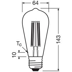 OSRAM HOMELIGHTING 4099854235634 LED Energetická třída (EEK2021) A (A - G) E27 válcový tvar 3.8 W = 60 W teplá bílá (Ø x v) 64 mm x 64 mm vlákno 1 ks