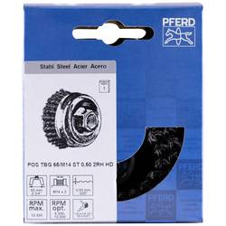 PFERD TOOLS Hrncový kartáč POS, 2řadý, tepelně tvarovaný TBG HD Ø 65 mm, M14, ocelová drát Ø 0,50 mm, úhlová bruska POS TBG 65/M14 ST 0,50 2RH HD 43305032 1 ks