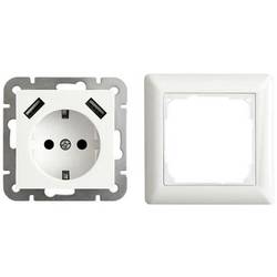 LEDmaxx 106648 1násobné zásuvka do zdi s USB, dětská ochrana bílá