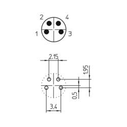 Lutronic 0831 04 T10CP vestavný zástrčkový konektor pro senzory - aktory, 1225, piny: 4, 1 ks