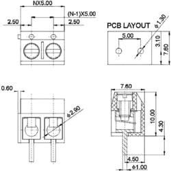 Degson DG301-5.0-03P-12-00AH šroubová svorkovnice 1.50 mm² Pólů 3 modrá 200 ks