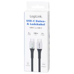LogiLink Kabel USB-C USB 2.0 USB-C ® zástrčka 3.00 m černá s LED, oboustranně zapojitelná zástrčka CU0425