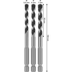 Bosch Accessories 2608707006 2608707006 tvrdý kov sada spirálového vrtáku na kámen 5.5 mm, 6 mm, 7 mm šestihran 1 ks