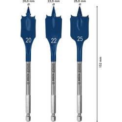 Bosch Accessories 2608902107 sada plochých frézovacích vrtáků 20 mm, 22 mm, 25 mm 3 ks