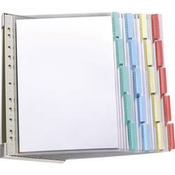 Durable nástěnný držák pohledové tabule Display-System Wall červená, žlutá, zelená, modrá 20 x DIN A4 Počet dodaných průhledných tabulek 20