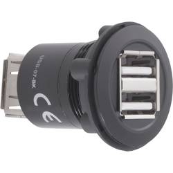 TRU COMPONENTS USB-07-BK Dvojitý USB vestavný konektor zásuvka, vestavná, adaptér 2x USB zásuvka typ A ⇔ 2x zásuvka USB typ A Množství: 1 ks