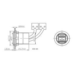 TRU COMPONENTS USB-06 Dvojitý USB vestavný konektor zásuvka, vestavná 2x USB zásuvka typ A ⇔ 2x zástrčka USB typ A s 60cm kabel Množství: 1 ks