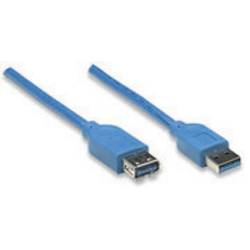 Manhattan USB kabel USB 3.2 Gen1 USB-A zástrčka, USB-A zásuvka 2.00 m modrá pozlacené kontakty, UL certifikace 322379-CG