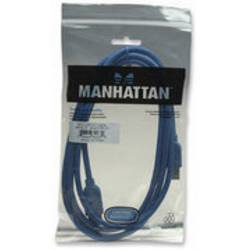 Manhattan USB kabel USB 3.2 Gen1 USB-A zástrčka, USB-A zásuvka 2.00 m modrá pozlacené kontakty, UL certifikace 322379-CG