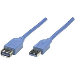 Manhattan USB kabel USB 3.2 Gen1 USB-A zástrčka, USB-A zásuvka 2.00 m modrá pozlacené kontakty, UL certifikace 322379-CG