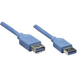 Manhattan USB kabel USB 3.2 Gen1 USB-A zástrčka, USB-A zásuvka 2.00 m modrá pozlacené kontakty, UL certifikace 322379-CG