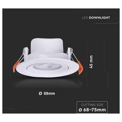 V-TAC 23837 VT-2707CCT LED vestavné svítidlo, třída F (A - G), LED, 7 W, bílá