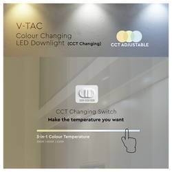 V-TAC 23837 VT-2707CCT LED vestavné svítidlo, třída F (A - G), LED, 7 W, bílá