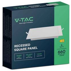 V-TAC 10480 VT-61006 LED panel, třída E (A - G), LED, pevně vestavěné LED, 6 W, bílá