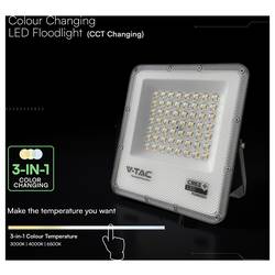 V-TAC VT-44058CCT 240736 venkovní LED reflektor Energetická třída (EEK2021): F (A - G) 50 W Barvy světla (LED svítidlo): teplá až studená bílá
