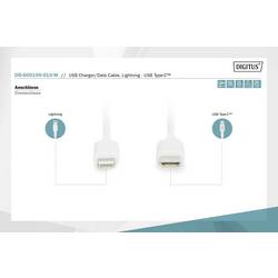 Digitus USB kabel USB 2.0 USB-C ® zástrčka 1.00 m bílá dvoužilový stíněný, s USB, PVC plášť DB-600109-010-W