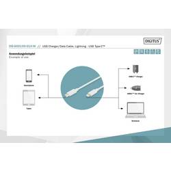 Digitus USB kabel USB 2.0 USB-C ® zástrčka 1.00 m bílá dvoužilový stíněný, s USB, PVC plášť DB-600109-010-W