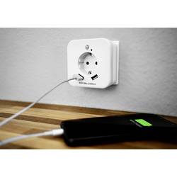 InnTec SLED02 LED noční světlo s PIR senzorem LED teplá bílá bílá, schuko zásuvka