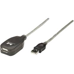 Manhattan USB kabel USB 2.0 USB-A zástrčka, USB-A zásuvka 5.00 m transparentní Aktivní se zesílením signálu 519779