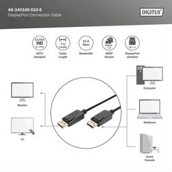 Digitus DisplayPort kabel Konektor DisplayPort, Konektor DisplayPort 1.00 m černá AK-340100-010-S Kabel DisplayPort