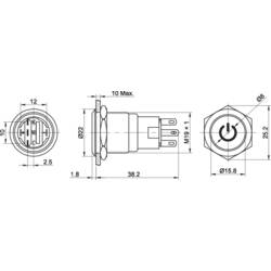 TRU COMPONENTS TC-LAS1-AGQ-11ZDT/B/12V/S, TC-7494500 tlačítkový spínač antivandal, 19 mm, 250 V/AC, 3 A, 1 ks