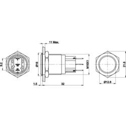 TRU COMPONENTS TC-GQ16-KF-11/J/C, TC-7494704 tlačítko antivandal, 16 mm, 48 V/DC, 2 A, 1 ks