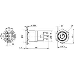 TRU COMPONENTS TC-LAS1-AGQ-11ZET/R/12V/S, TC-7494524 tlačítkový spínač antivandal, 19 mm, 250 V/AC, 3 A, 1 ks