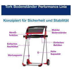 TORK 652008 Tork Performance - Rollenhalter - Kunststoff podlahový stojan na utěrky plast, ocel černá, červená 1 ks