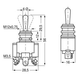 TRU COMPONENTS 701165 KN3 páčkový spínač 250 V/AC 10 A 1x zap/vyp/zap s aretací/0/s aretací 1 ks