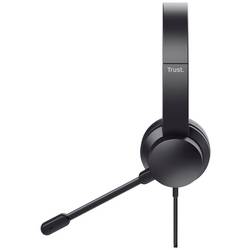 Trust Ayda Headset otevřená (On Ear) kabelová stereo černá headset, regulace hlasitosti, Vypnutí zvuku mikrofonu Počítače