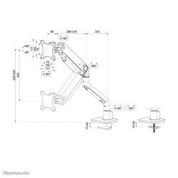 Neomounts DS70S-950WH1 držák na stůl pro monitor 1 Displej: (s) 43,2 cm (17) - 124,5 cm (49) bílá naklápěcí, otočný, nakláněcí, nastavitelná výška