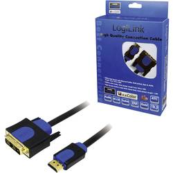 LogiLink DVI / HDMI kabelový adaptér DVI-D 18 + 1 pól Zástrčka, Zástrčka HDMI-A 1.00 m černá CHB3101 pozlacené kontakty, lze šroubovat DVI kabel