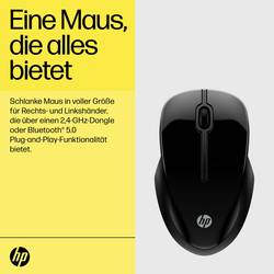 HP 250 Dual optická myš, přenos bezdrátový, Bluetooth®, 3 tlačítko, 1600 dpi, černá