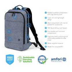 Dicota batoh na notebooky Backpack Eco Slim MOTION, max. 35,8 cm (14,1) , denim, modrá